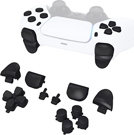 eXtremeRate Replacement D-pad R1 L1 R2 L2 Triggers Share Options Face Buttons for ps5 Controller BDM-010 BDM-020, Custom Full Set Buttons Repair Kits with Tools - Without Controller - Black