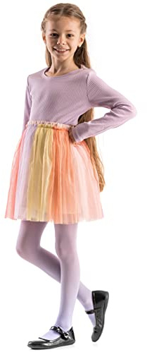 OVISSA Collant da Balletto per Ragazze Collant Scolastici per Bambine Resistenti con Piedi Morbidi Uniformi Scolastiche Danza Sport 50 DEN con Microfibra, Lilla 7-8 anni