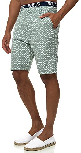Indicode Herren Apostolis Chino Shorts mit 4 Taschen | Bermuda Sommershorts für Männer Meadow, M