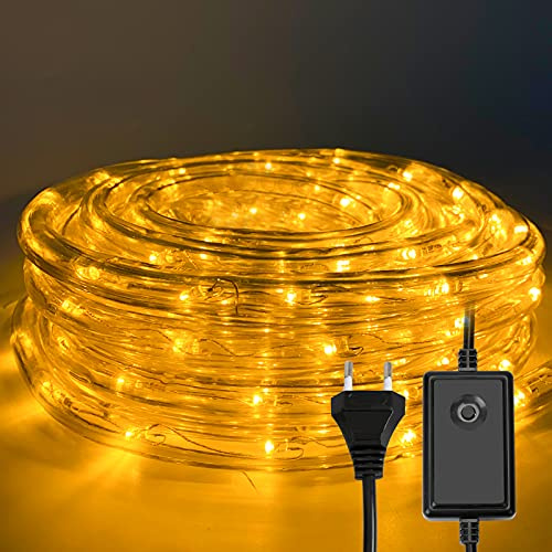 Gimisgu Tubo luminoso per esterni, 50 m, luce bianca calda, 1200 LED, con timer, IP20, impermeabile, per interni, balconi, feste, matrimoni
