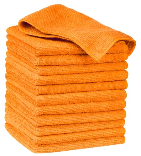 uxcell Mikrofaser-Reinigungstuch 12 Stück Hochwertige Mikrofaser-Handtücher Hoch Wasser Aufnehmen und Wiederverwendbare Reinigungslappen Für Auto Orange 30cm x 30cm