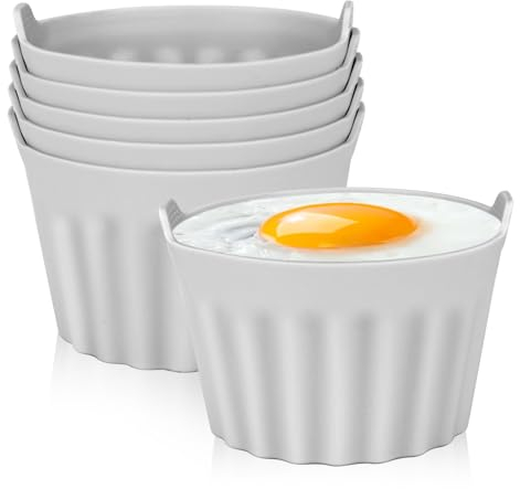 Meetory Air Fryer Ramekins - 6PCS Egg Poacher, Silicone Mould for Poached Eggs, Muffins, Cakes - Accessories for Ninja Tower Cosori Air Fryers