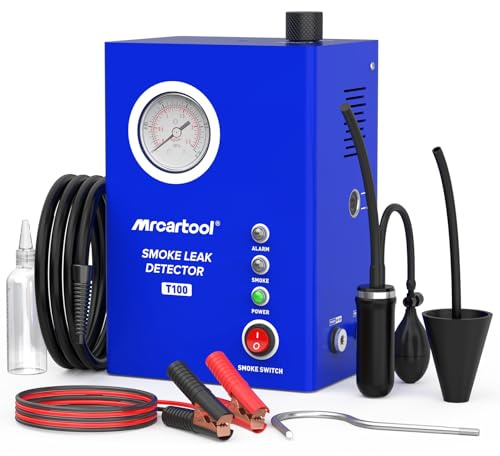 PARAOUTIL T100 Nebelmaschine Kfz mit Integrierter Pumpe Manometer 10 Sekunden Rauch Lecksuchgerät mit Überhitzungsschutz für EVAP Ansaug Auspuff Systeme