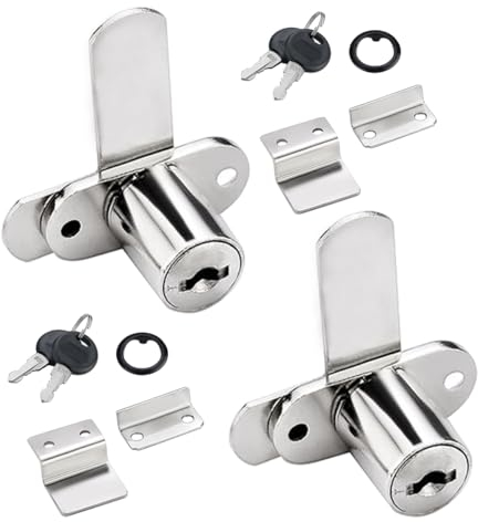 2 Sets Möbelschloss Sicherheit Schrankschloss aus Zinklegierung Aufschraubschloss mit Passenden Schlüsseln Zylinder-Möbelschloss Schrankschloss Schloss Schubladenschloss (20mm Doppeltür)