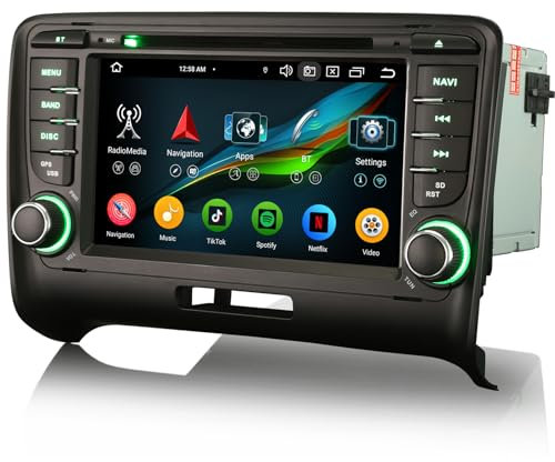 8 Kern 4G+64G Android 13 Autoradio DVD für Audi TT MK2 8J 2006-2014 2 Din Carplay Android Auto Bluetooth WiFi A2DP DAB+IPS DSP Canbus Navigation Lenkradsteuerung