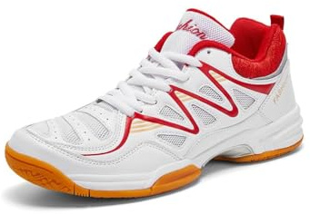 Volleyball Shoes Squash Shoes Men Netball Trainers Badminton Shoes Non-Slip Athletic Sport Indoor Sneakers Indoor Pickleball Breathable Suitable Comfortable Fitness (White/Red 2,7.5)
