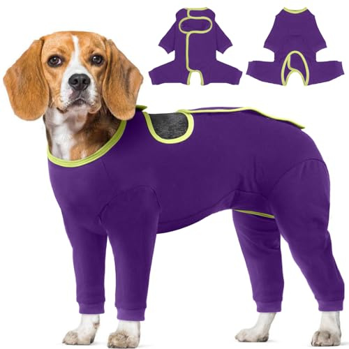 IECOii Dog Surgery Recovery Suit Long Sleeve,Dog Bodysuit Post Op Purple,L