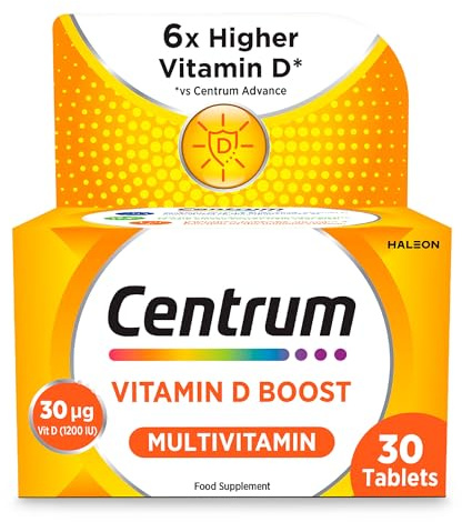 Centrum Vitamin D Boost Multivitamin, High Vitamin D Tablets, 30 Pack | Adult multivitamin tablets, high vitamin D, with vitamin C and magnesium, daily immune support, suitable for vegetarians