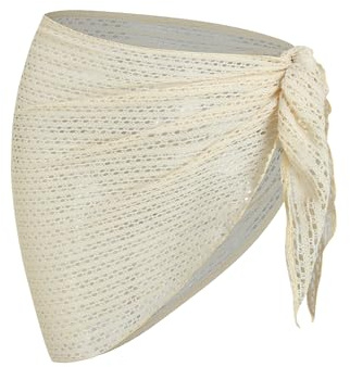 ZAFUL Sarong Coverups for Women Beach Vacation Floral Print Tie Side Bathing Suit Cover Up Mini Skirt (d-Beige, One Size)