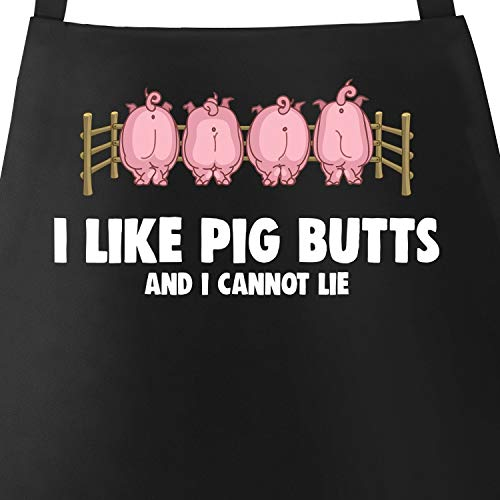 MoonWorks Lustige Grill-Schürze mit Spruch - I like Pig Butts and I cannot lie Parodie Song Küchenschürze schwarz unisize