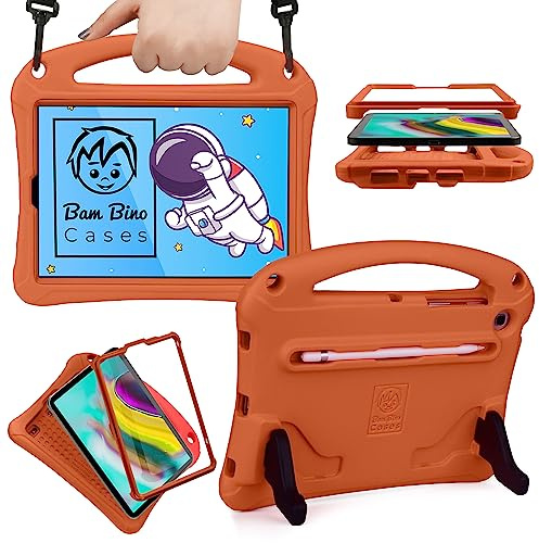 Bam Bino Space Suit [Rugged Kids Case] for Samsung Galaxy Tab S5e 10.5 | Designed in Australia, for Children | Stylus Holder, Screen Guard, Strap (Tangerine)