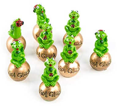 Logbuch-Verlag 8 kleine Geschenke Glücksbringer Silvester Viel Glück 2025 Frösche Neujahr grün Gastgeschenke Deko 5 cm Figur