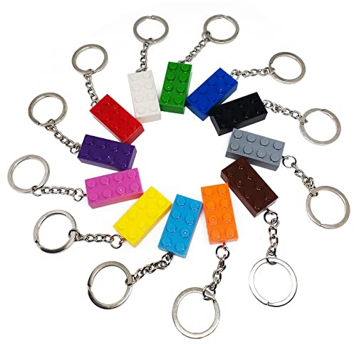 Mivofun 12 Pcs Building Block Keychain, 12 Colors Brick Keyrings for Birthday, Party Bag Fillings, Rewards, Party Supplies, Pendant, Decoration Gifts