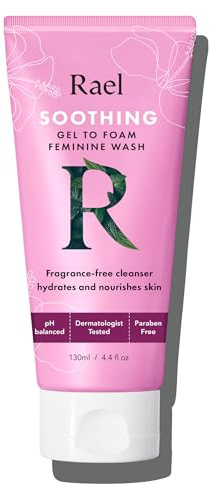 Rael Soothing Gel to Foam Intimate Wash - pH Balanced for Women, Calms Irritation with Lactobacillus & Aloe Complex, Dermatologist Tested, Fragrance Free, Vegan, Cruelty Free (130 ml, 1 Pack)