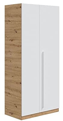 Mobelcenter, Armario Juvenil 2 Puertas Abatibles Noa, Armario Juvenil 200 cm de Alto, Acabado Color Roble Nodi y Blanco Artik, Medidas: Ancho: 90 cm x Fondo: 52 cm x Alto: 200 cm (1326)