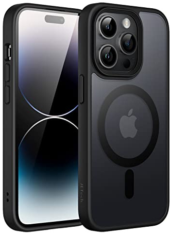 JETech Magnetic Case for iPhone 14 Pro 6.1-Inch Compatible with MagSafe, Translucent Matte Back Slim Shockproof Phone Cover (Black)