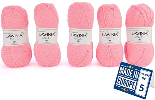 LAWINIA Stickgarn DK 5-pack, 5 x 100 g, 100 % akryl, 5 x 280 m