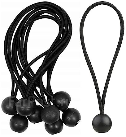 6 inch Bungee Cord with Balls, 8pcs Black Tarpaulin Bungee Balls Tarp Bungee Balls, Heavy Duty Bungee Strap Ties Ball for Marquees, Tents Banners, Tent Poles, Flag Poles, Camping Tarp