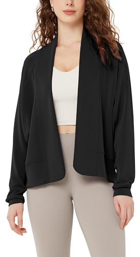 ODODOS Women's Modal Soft Open Front Cardigans Long Sleeve Casual Wrap Outwear, Black, Small