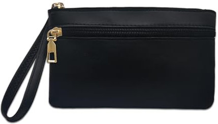 FuninCrea Portamonete Donna Lungo Portamonete Donna con Tasche a Doppia Cerniera, Porta Carte Grande Borsellino Portafoglio da Polso con Cinturino da Polso per Carte, Monete e Contanti