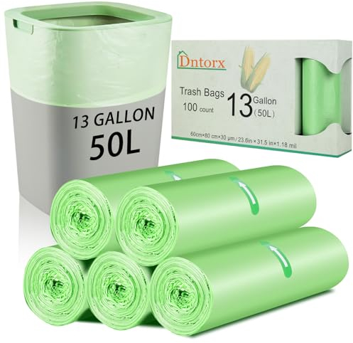 Dntorx 100 Pack 50 Litre Bin Bags, 5 Roll Heavy Duty 50L Bin Liners Rubbish Bag Large Food Waste Bags for Kitchen Garden Office Bedroom Bathroom Trash(60 x 80cm 50L)