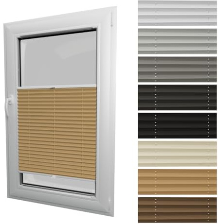 STELGE - Blackout Plissee mit Bohren I auf Maß gefertigt I Breite 30-129 cm I Höhe 50-230 cm I 8 Farben Verdunkelungsstoff (Höhe von 50 cm bis 149 cm)