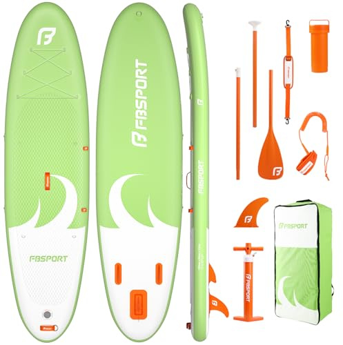 FBSPORT Tabla de Paddle Surf Hinchable Padel Surf Paddle Board Sup 335x84x18 CM Adultos y Jóvenes con Paleta Ajustable, Mochila, Bomba, Aleta Removible - Lagos, Ríos, Mar