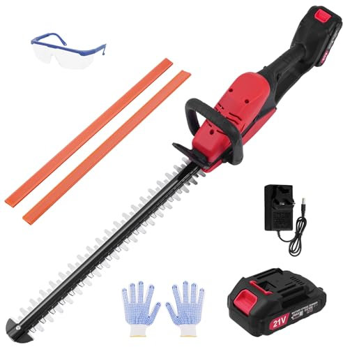 Cortasetos Bateria, Cortasetos Eléctrico con Batería 1.5Ah y Cargador, Longitud de la Cuchilla de 50 cm, Hoja de Doble Acción, 15mm Espacio Entre Dientes, para Cortar Cursos y Tallar Setos