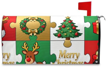 sanluoli Merry Christmas Carino Puzzle Decorativo Postale Coperture Magnetiche per Pasqua Divertente Cassetta delle Poste per San Valentino 45,7 x 52,6 cm