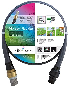 FITT ASPIRFLEX PLUS 7 m - Tubo per Aspirazione dell'Acqua, per Collegamento a Pompe, con Tecnologia Esclusiva e Filtro in Ottone, Grigio