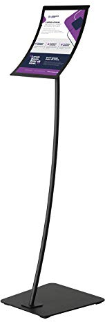 DISPLAY SALES Infoständer Konkav | DIN A4 schwarz PREMIUM Informationsständer | Rostfreie schwere Stahl Fußplatte | Attraktiver Infohalter mit geschwungenem Design