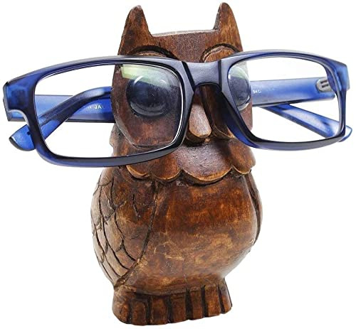 Ajuny Soporte para Gafas de Madera con Diseño de Búho Hecho a Mano – Organizador Decorativo para Gafas de Lectura y de Sol, Expositor para Escritorio, Oficina u Hogar, Regalo Original