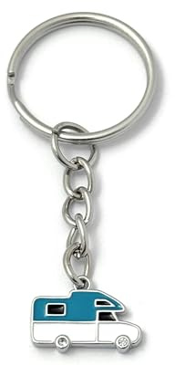 FizzyButton Gifts Motorhome Keyring Key Ring with Enamel and Rhinestone Charm and Silver Tone Keychain