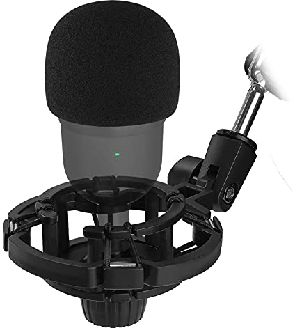 Frgyee Razer Mini Mikrofonspinne mit Schaumstoff-Windschutz, Anti-Vibrations Aufhängung Shockmount Mikrofonhalter Clip Pop-Filter zum Blockieren von Plosiven für Seiren USB-Streaming Mikrofon