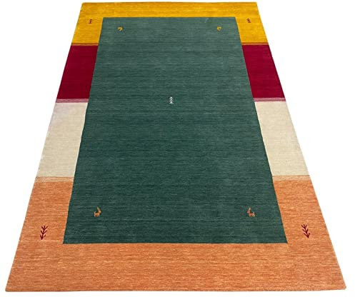 Orientmatta Gabbeh grön Loom matta, handgjord, 100 % ull, 200 x 300 cm