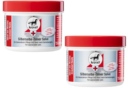 RL24 – leovet Silbersalbe – Pferdesalbe mit Silber & Zink – antiseptischer Pferdebalsam – Salbe mit hochwertigen Pflanzenölen – Haut- & Hufpflege – Wundsalbe ideal bei Mauke – 2 x 150 ml (2er Set)