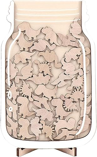 Belohnungsglas mit Sternen, Dinosaurier, Anreizglas, Töpfchen-Zug-Werkzeug, Belohnungstafel für Jungen und Mädchen, Belohnungstafel aus Holz für Kinder, Anreizglas, Ornamente für Zuhause, Schule (D)