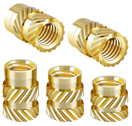 Qrity 100 Pcs Brass Knurled Nut, M2 Threaded Inserts, 3D Printing Brass Nuts, Knurleds Thread Press-in Nuts for Parts Plastic Shell, M2x3mmx3mm