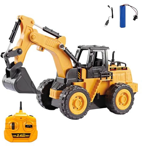 OpenRC RC Traktor Bagger ferngesteuert - Kindertraktor mit Fernbedienung - Elektro - LKW Minibagger Hydraulisch - Kran Baumaschinen Spielzeug Bau