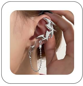 Xduargs Punk Darts Ear Cuff Earrings Vintage Darts Tassel Chain Dangle Earrings Silver Spike Darts Ear Climber Earrings Cyberpunk Darts Cartilage Clip Earrings Jewelry for Women and Girls