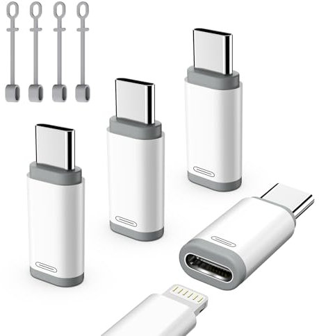 TiMOVO Lightning auf USB C Adapter 4 Stück, Adapter Lightning auf USB C mit Anti-Lost Loop, Laden & Datenübertragung für iPhone 15/16 Pro/Pro Max/Plus/iPad Pro/Air, Nicht für Audio/OTG