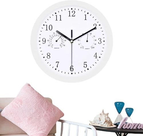 Horloge murale de jardin extérieure - Grande horloge étanche, horloge murale au bord de la piscine | Horloge avec thermomètre et hygromètre, horloge de jardin décorative, horloge murale pour