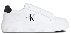 Calvin Klein Donna Sneakers con Suola Preformata Chunky Mono in Pelle, Bianco (Bright White/Black), 39