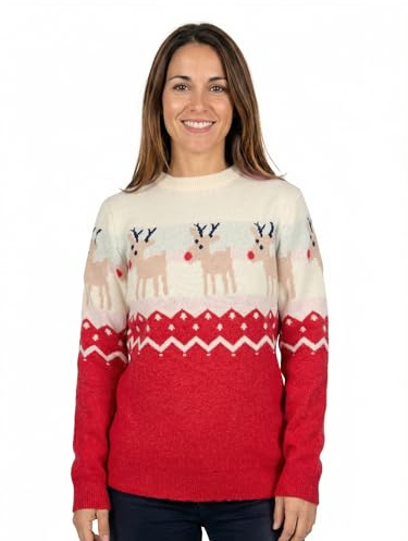 Jersey Navideño para Invierno. Suéter de Navidad Unisex. Jersey de Punto con Renos de Manga Larga. Suéter de Navidad para Parejas. Talla M