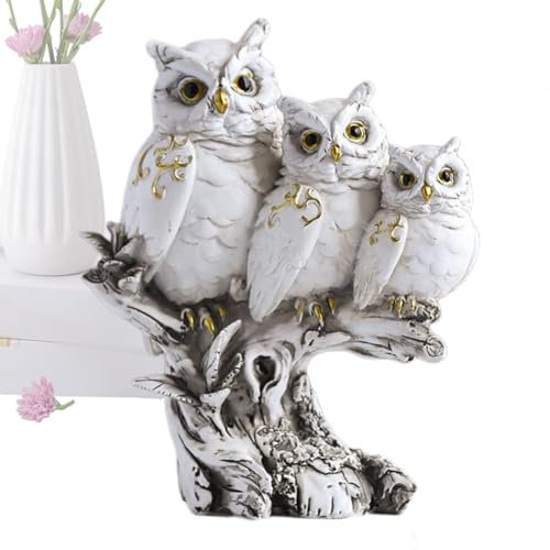 Sculpture de hibou décorative en résine, figurine d'animal moderne, 12 x 7 x 15 cm, accessoire mignon pour décoration de jardin et de bureau pour la maison et la cuisine