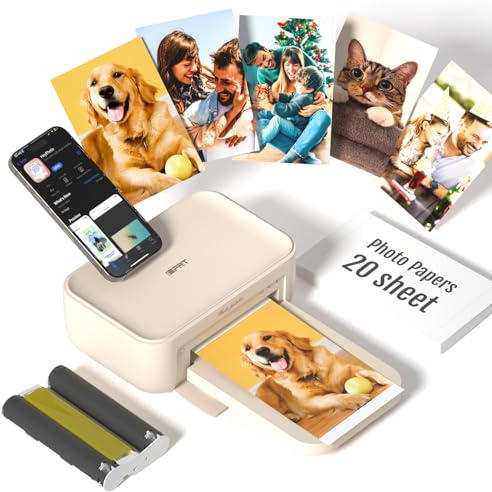 iDPRT 4x6 Photo Printer, CP4100 Photo Printer for iPhone & Android with 20 Sheets, Instant Portable Photo Printers, Wi-Fi Wireless Picture Printer, Dye Sublimation, Beige