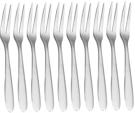 Didiseaon Set Di 12 Forchette in Acciaio Inossidabile Per Frutta Dessert Insalate Mini Forchette Per Frutti Di Mare Eleganti Forchette Da Degustazione Portatili