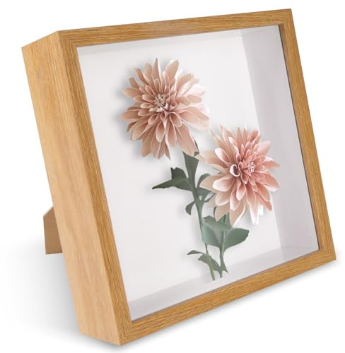FALSKT Cornice 3D Profonda con Vetro 22 x 22 cm Cornice 3D Profonda per Oggetti Fino a 6 cm cornice trasparente da riempire Contenitore per Foto Medaglia Fiore Regali Souvenir (Legno)