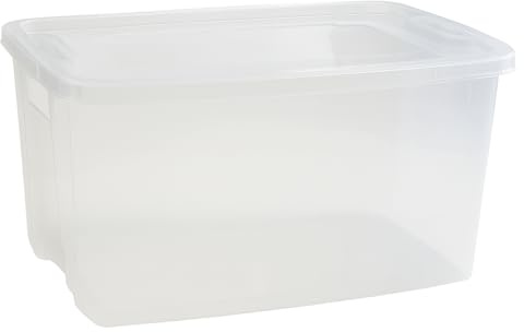 Muddy Hands Heavy Duty 42 Litre Clear Plastic Storage Box with Lid - Extra Strong Stackable Storage Container for Home, Office, Toys & Garage Organisation