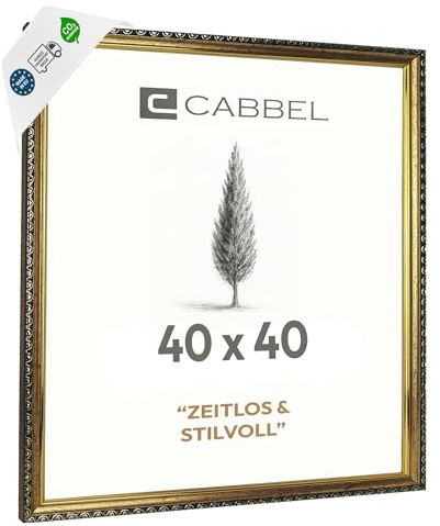 CABBEL Marco de fotos CELI 40x40 cm Dorado – Marco barroco vintage – Acrílico resistente – Para fotos y pósters – Decoración salón y oficina